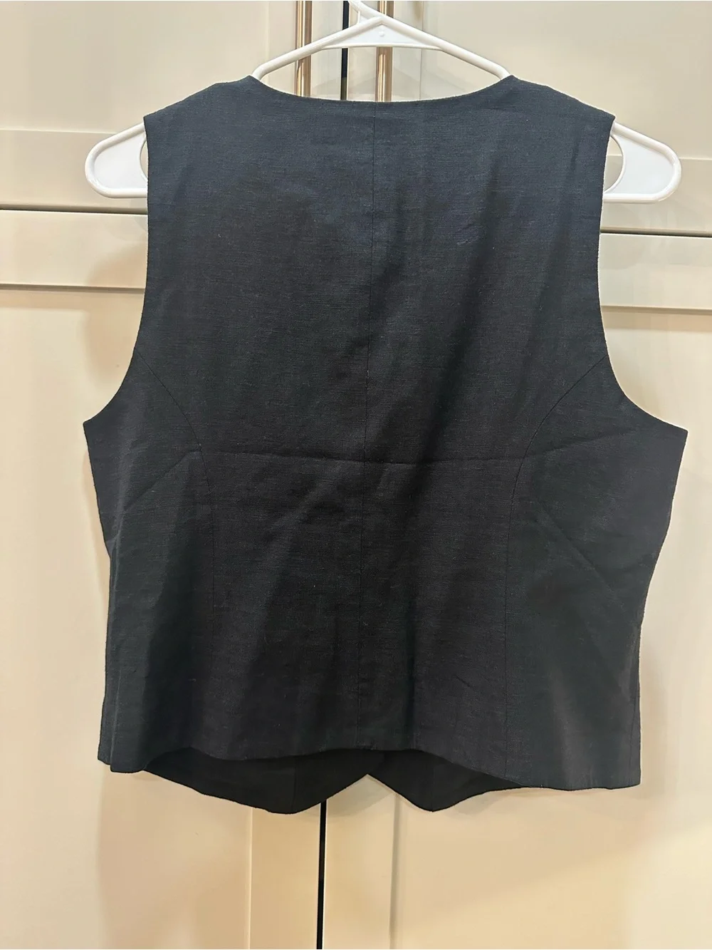 J. Crew Black Button-Front Linen Blend Vest- Womens 8